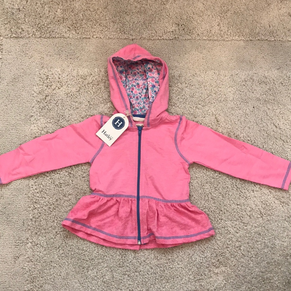 Long sleeve pink zip up hoodie